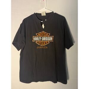 SUPER T's Harley Davidson Motorcycle Jamaica Embroidered Black Shirt Size XXL